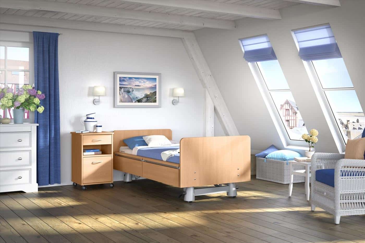 Carisma SC profiling bed made up in a homely bedroom