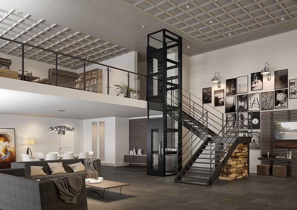 Cibes A4000 compact home lift in a residential setting